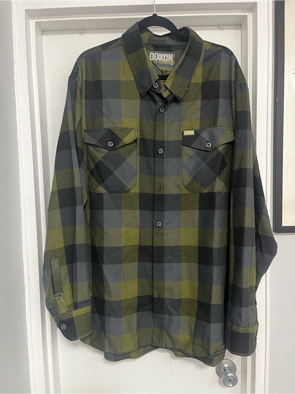 DIXXON NWOT THE Patton Edition Flannel Olive & Gray Plaid Flannel Shirt